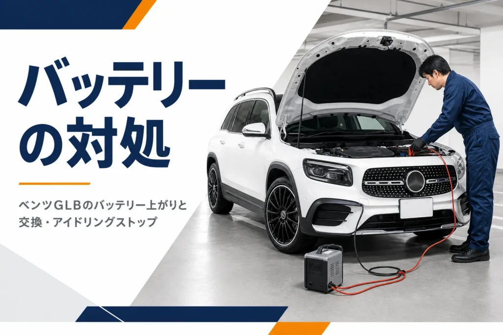 ボンネットを開けたコンパクトSUVとバッテリーチャージャー