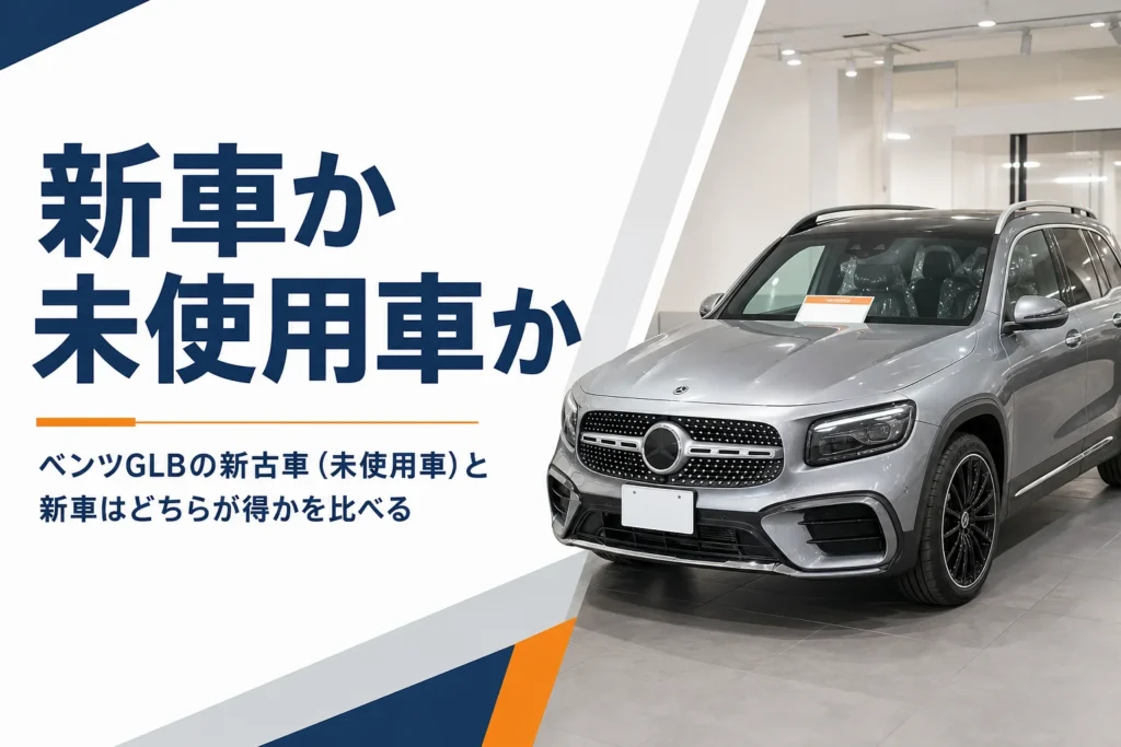 展示場に並ぶ新品同様のGLBの未使用車