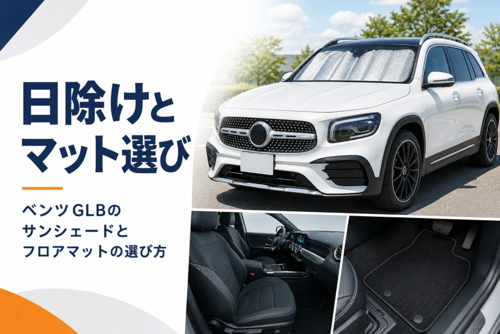 フロントガラスにサンシェードを立てたSUVの車内