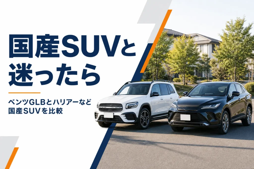 住宅地の道路脇に並んだ2台のSUV